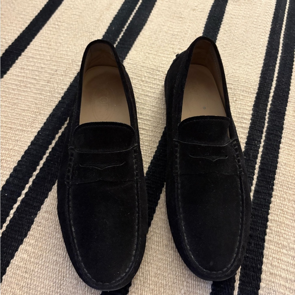 Tod's Classic Black Suede Loafers